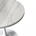 Round Dining Table with Resin Tabletop and White Steel Pedestal Base