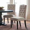 Set of 2 Upholstered Dining Chairs with Wood Legs