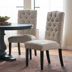 Set of 2 Upholstered Dining Chairs with Wood Legs