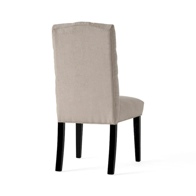 Set of 2 Upholstered Dining Chairs with Wood Legs