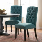 Set of 2 Upholstered Dining Chairs with Wood Legs