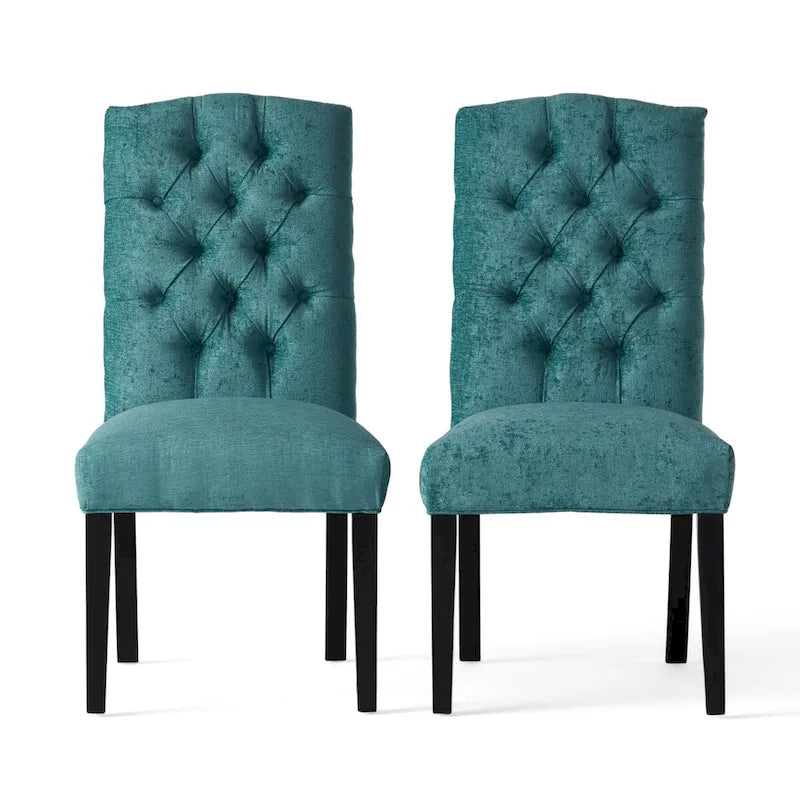 Set of 2 Upholstered Dining Chairs with Wood Legs