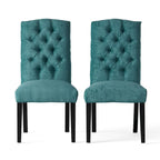 Set of 2 Upholstered Dining Chairs with Wood Legs