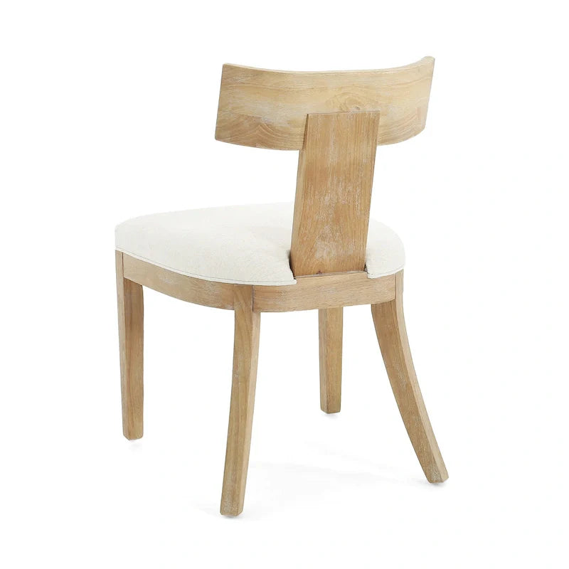 Fabric and Rubberwood Slat Back Upholstered Dining Chair (Set of 2)