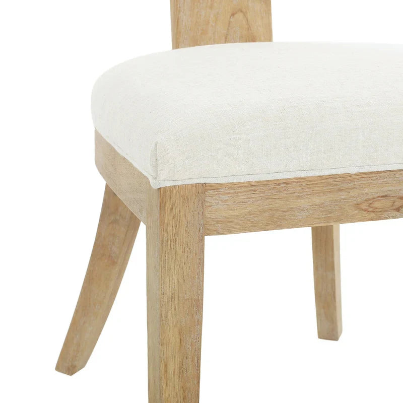 Fabric and Rubberwood Slat Back Upholstered Dining Chair (Set of 2)