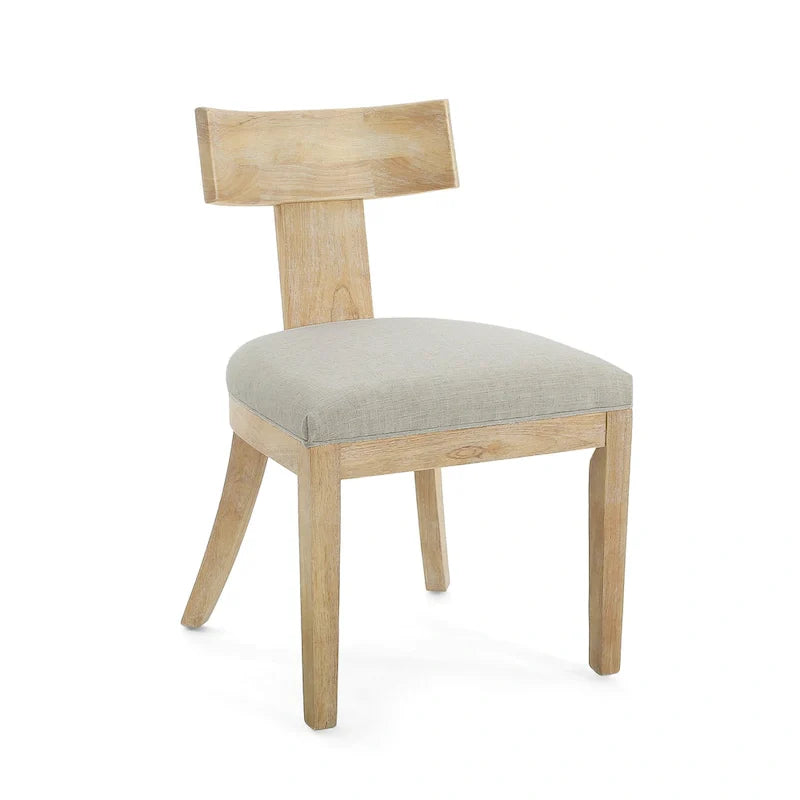 Fabric and Rubberwood Slat Back Upholstered Dining Chair (Set of 2)