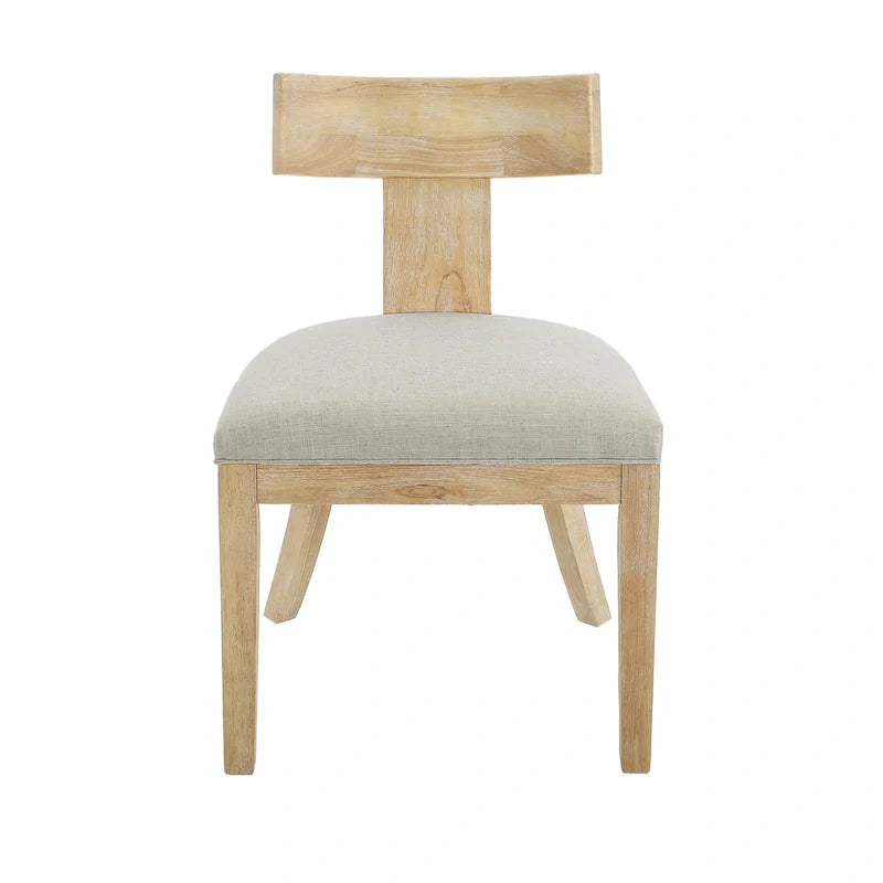 Fabric and Rubberwood Slat Back Upholstered Dining Chair (Set of 2)