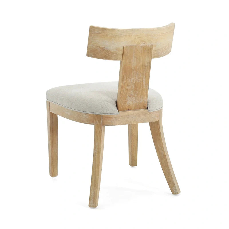 Fabric and Rubberwood Slat Back Upholstered Dining Chair (Set of 2)