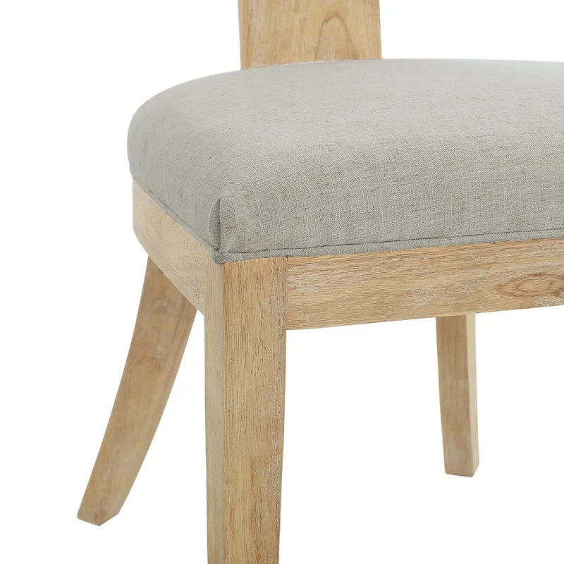 Fabric and Rubberwood Slat Back Upholstered Dining Chair (Set of 2)