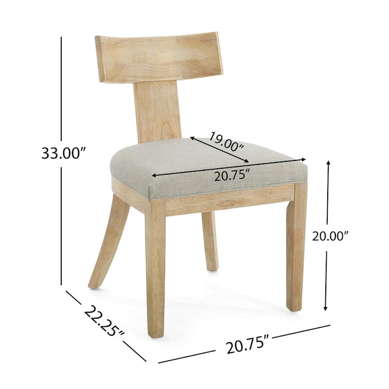 Fabric and Rubberwood Slat Back Upholstered Dining Chair (Set of 2)