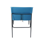 Minimalist Leather Dining Chair With Stitching Detail in Blue