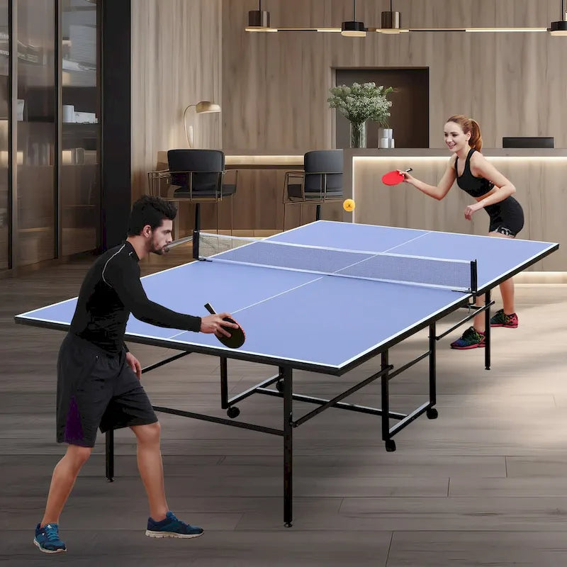 9FT Foldable Ping Pong Table Set with 2 Paddles and 3 Balls