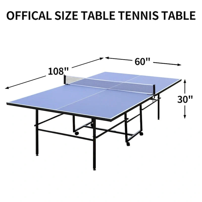 9FT Foldable Ping Pong Table Set with 2 Paddles and 3 Balls