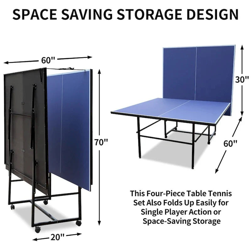 9FT Foldable Ping Pong Table Set with 2 Paddles and 3 Balls