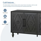 Large Storage Cabinet with Carved Door and Metal Handles